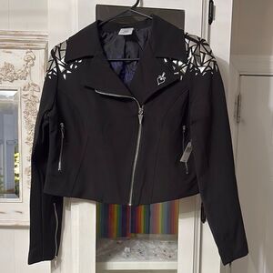 Disney Evil Queen Black Girls Jacket with Geometric Cutouts on the shoulders